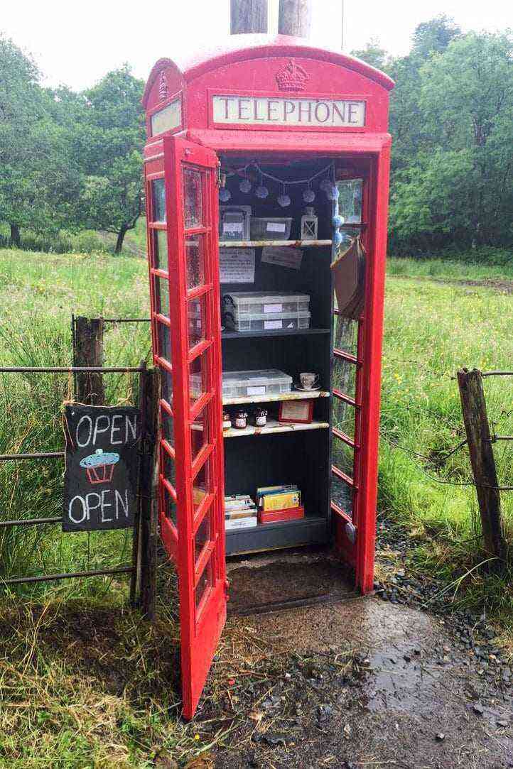 Sweet-toothed visitors to the small hamlet of Cladich in Argyll should head for this decorated red phone box to be treated to a selection of homemade cakes, courtesy of two local bakers. Payment for baked goods is made by an honesty box, though this one is guarded by the watchful eyes of the resident hairy Highland cows.