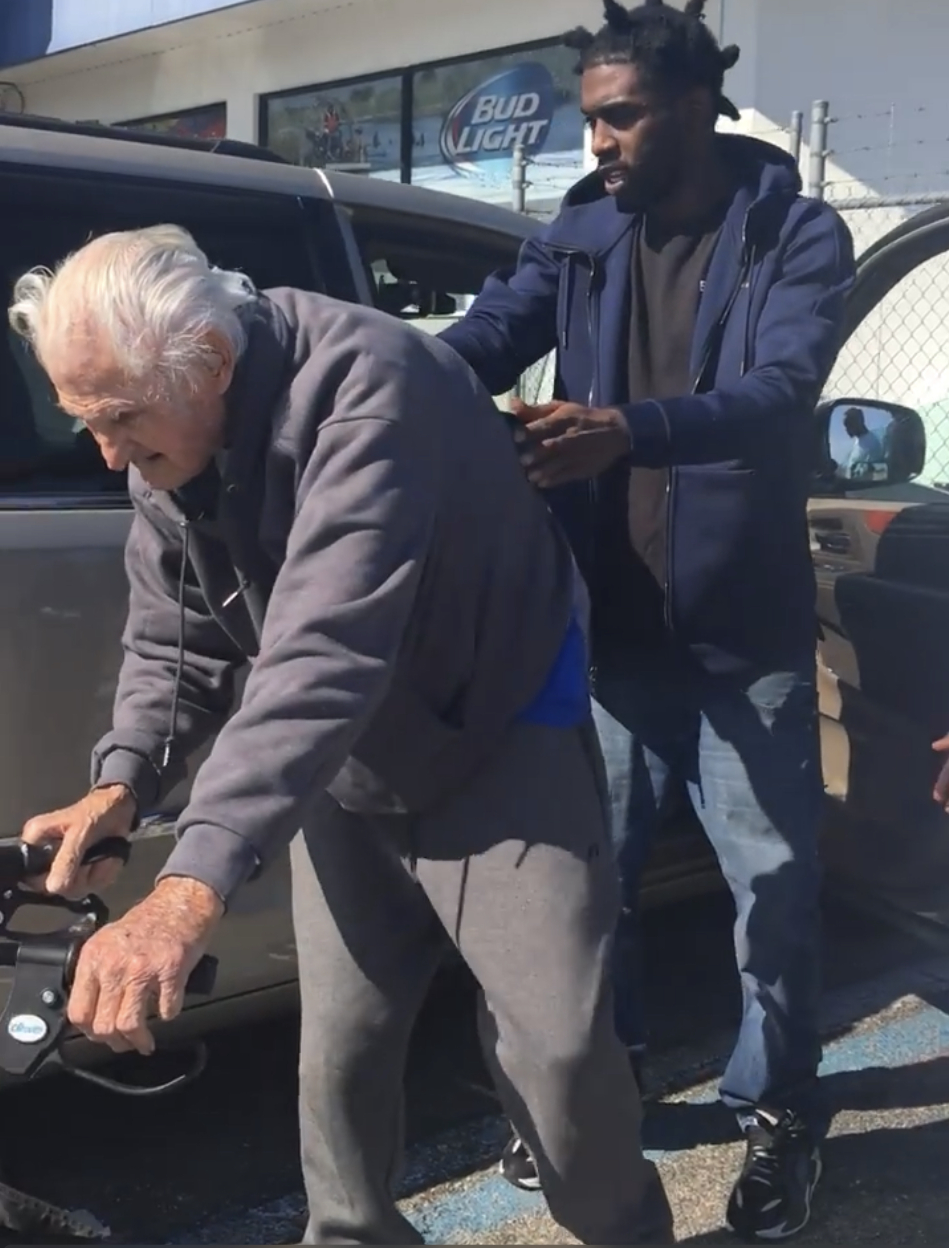 Two friends tenderly manoeuvre Rose Griest into the passenger’s seat and a third man helps David with his walker.
“Thank you so much fellas... I’m 100 years old.”David can be heard saying. “Take it easy,” said one of the men, as David gets into the driver’s seat.