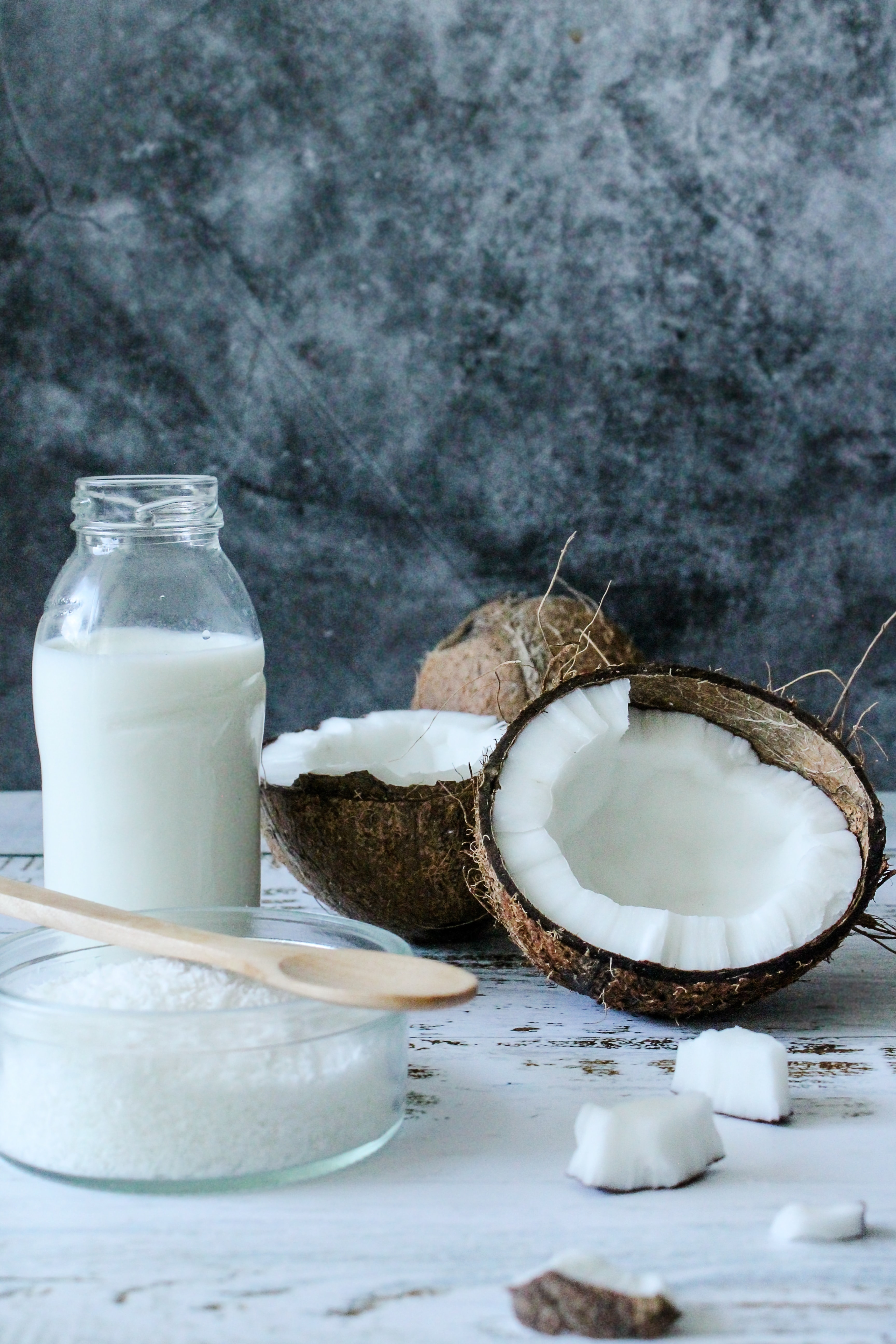 Unlike coconut water, the milk does not occur naturally. Instead, solid coconut flesh is mixed with water to make coconut milk, which is about 50% water. By contrast, coconut water is about 94% water. It contains much less fat and far fewer nutrients than coconut milk.
