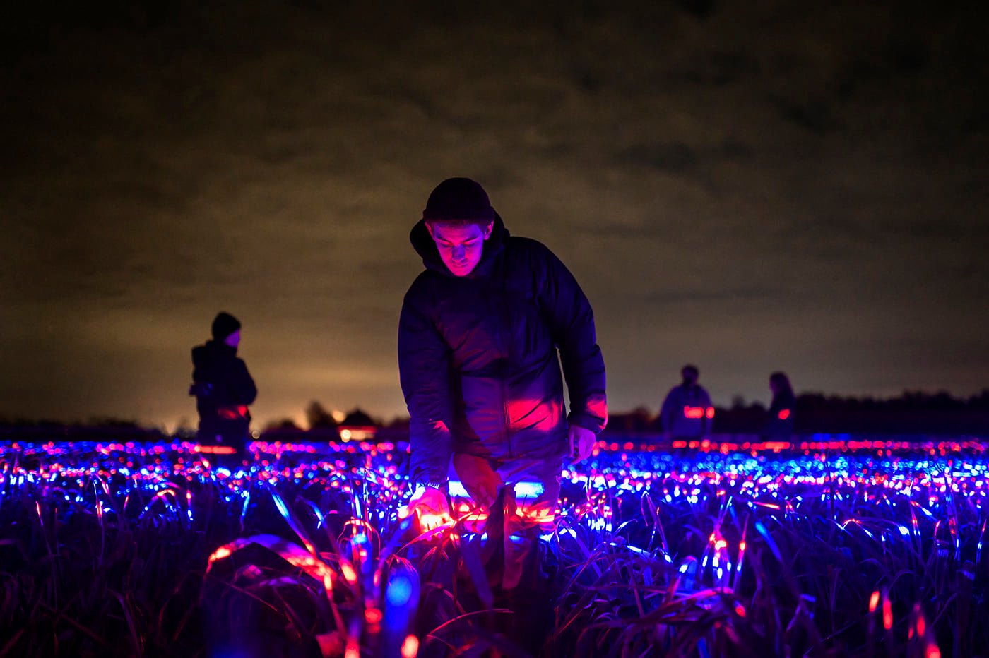You experience the artwork as ‘dancing lights’ across the huge agricultural field.