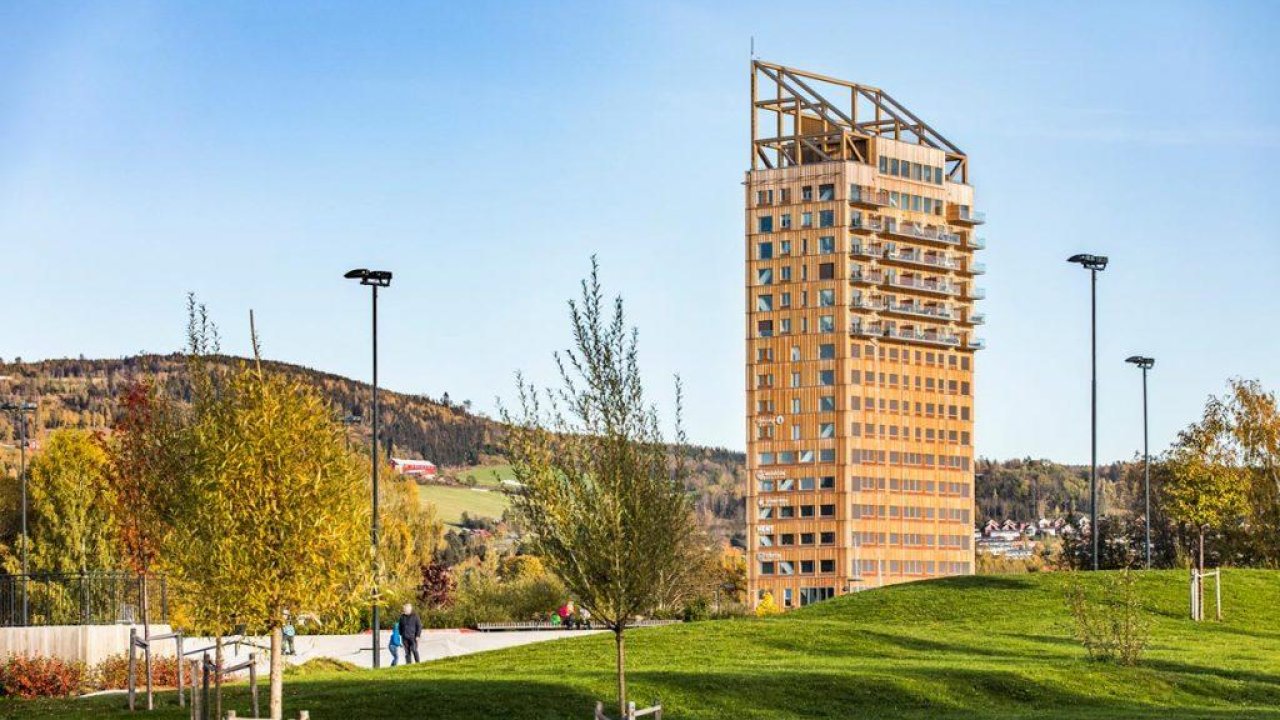 Check out (or even check into) Mjösa Tower — worlds tallest timber building
