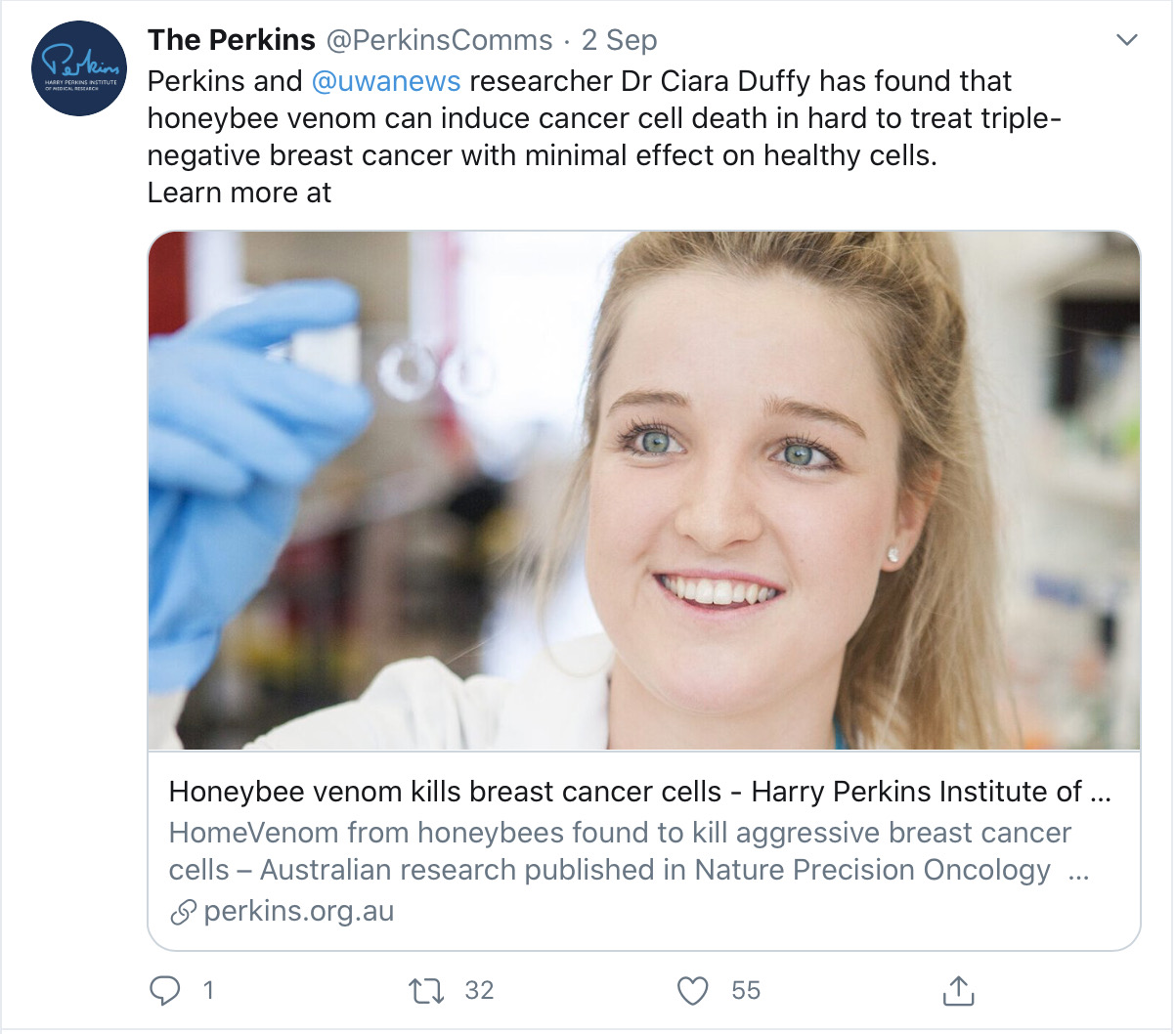 Duffy and her team tested both the venom itself and a synthetic version of a compound in the venom called melittin. They found that both were effective against triple-negative breast cancer and HER2-enriched breast cancer cells.