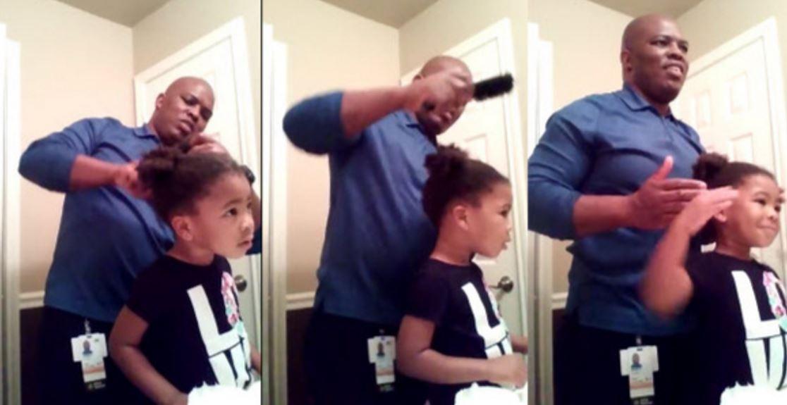 Heartwarming display of mutual appreciation ? between Dad whilst styling daughter&#8217;s hair
