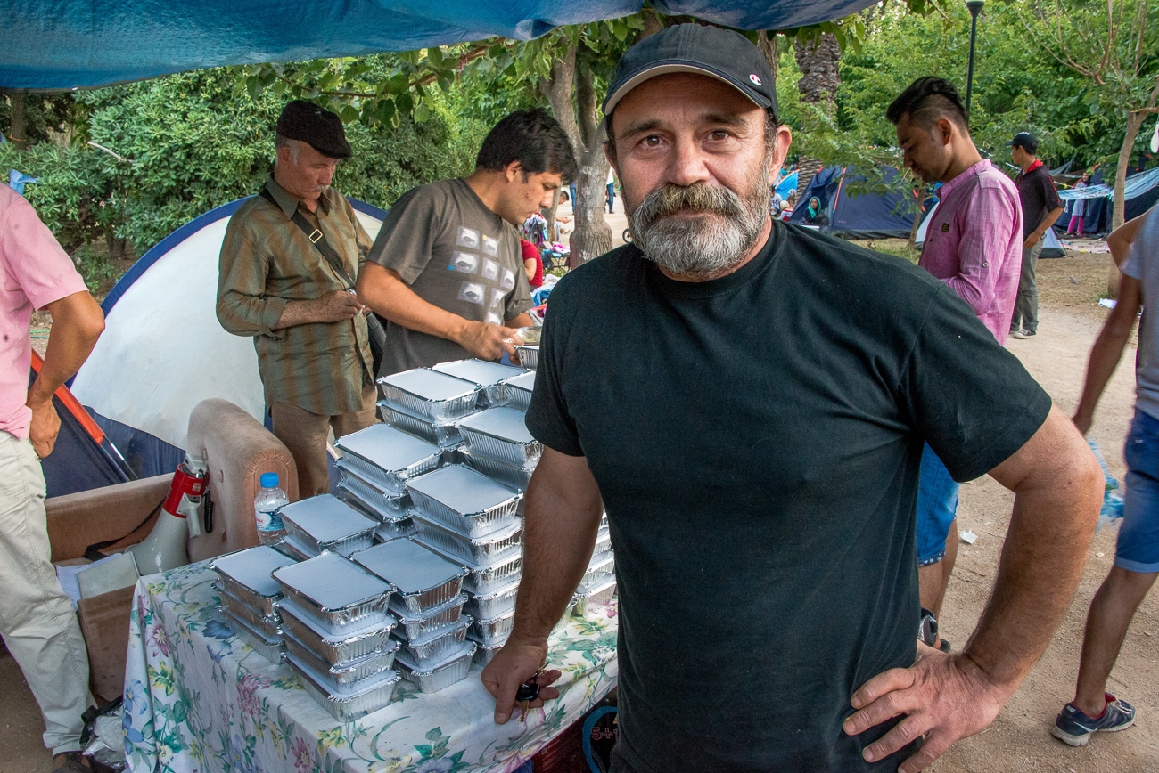Konstantinos 'Kostas' Polychronopoulos, founder of Social Kitchen — The Other Human, delivered 500 food rations to the temporary refugee camp at Pedion tou Areos.