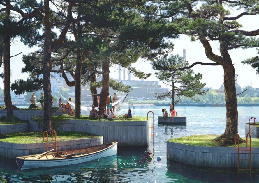 Mobile, floating and free for public use, the Copenhagen Islands concept was created as a way to revitalise the forgotten parts of the city’s old harbour while introducing green space for the benefit of local residents, flora and fauna.