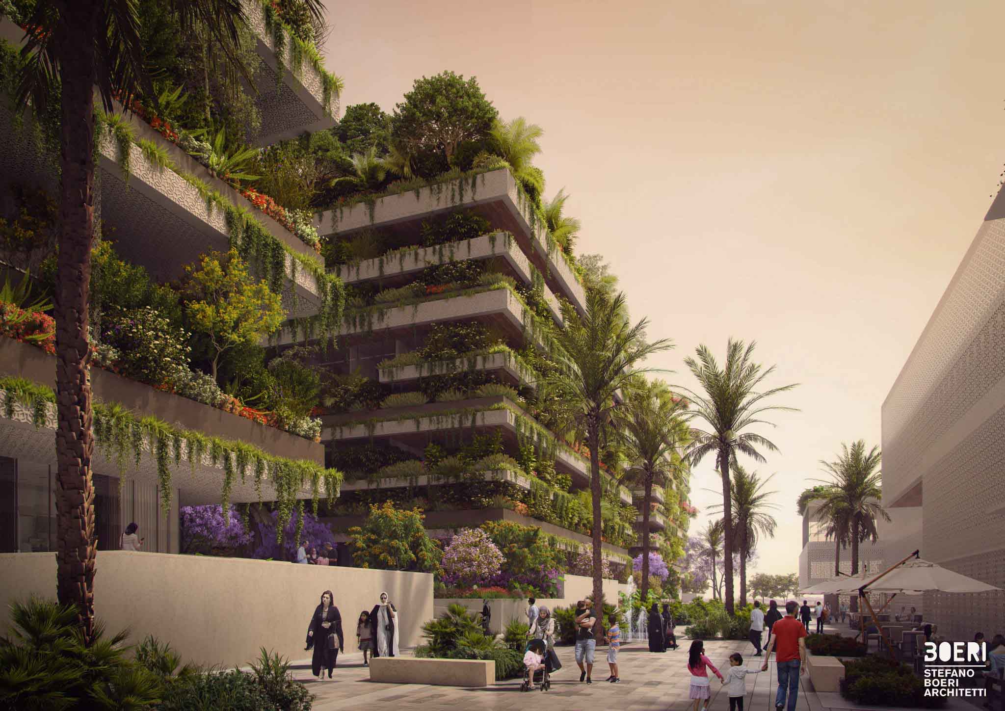 It is expected that the new Vertical Forests will be able to absorb about 7 tons of carbon dioxide per year and produce 8 tons of oxygen, contributing substantially to counteracting the pollution and the effects of climate change.