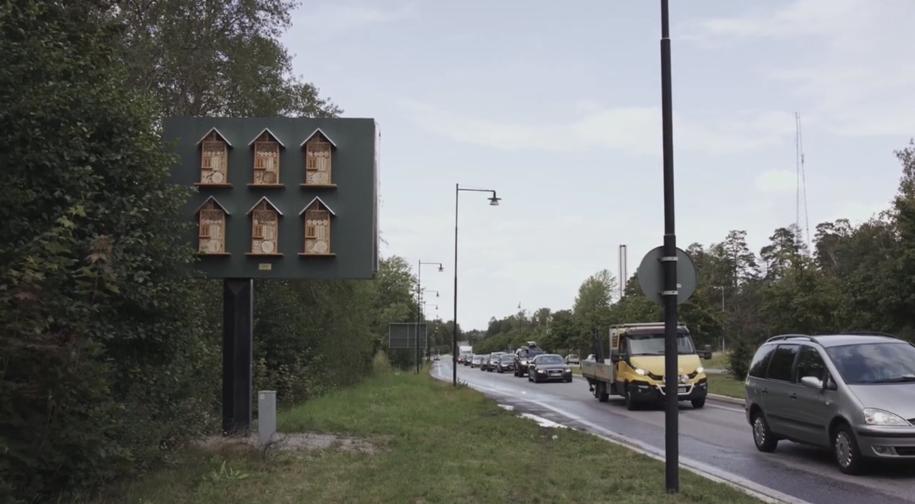 The campaign, launched in conjunction with outdoor-advertising giant JC Decaux, debuted this month on the reverse of a north-facing billboard in Jarfalla, about 20 minutes from downtown Stockholm. (Apparently bees prefer hives that face south or southeast.)
