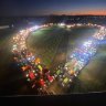 Dutch agricultural students form giant illuminated heart with tractors to support sick classmate