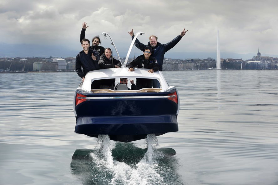SeaBubble testing their latest prototype on lake Geneva last month.