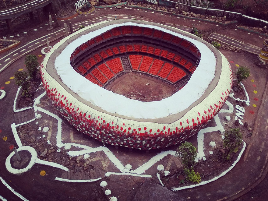 Mulalo decided to recreate the iconic stadium in his own backyard.