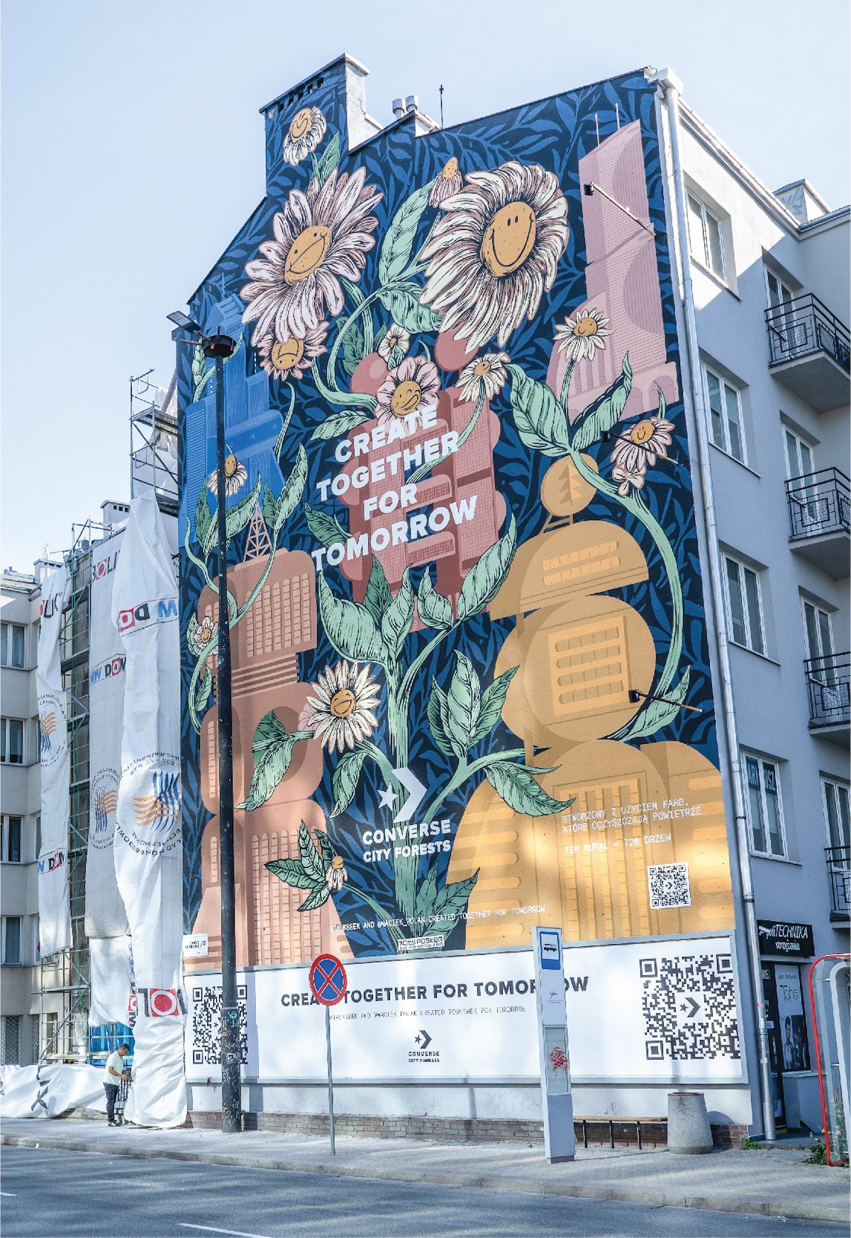 As such, the Warsaw mural has had the same effect as planting 720 trees. Globally, meanwhile, the overall project would be the equivalent of Converse planting 3,000 trees.