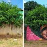 Brazilian street artist incorporates nature as &#8216;natural hair&#8217; in portraits of black women and girls