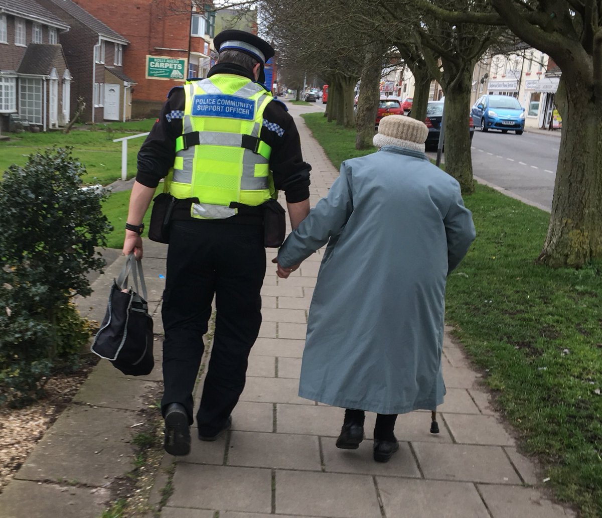 An image of a police officer helping an elderly woman in Lincolnshire has exposed the softer side of policing. PCSO Dave Bunker is photographed holding hands with a woman who had lost her way in Skegness. The kind gesture touched the hearts of many who have taken to Twitter to share words of support for the officer.

Source:  Twitter / @ColinHaigh791