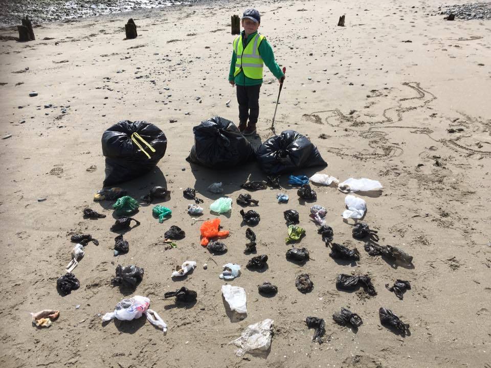 Charlie found over 50 bags of dog poo on a Newcastle beach! Charlie pointed them out and mum or dad picked them up with their litter picker to bin.