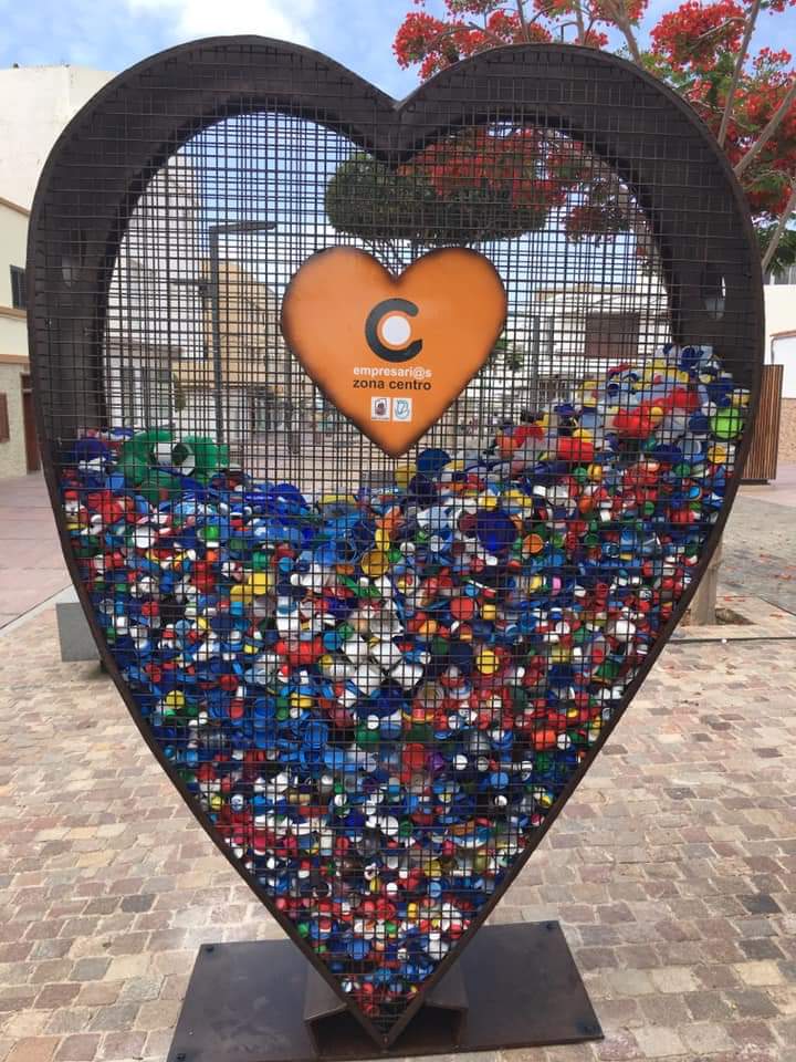 “This sculpture in Fuerteventura was filled with bottle tops another great way to keep the world tidy plus looks awesome ?” — Louise Brown