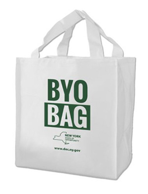 As a consumer, you can help and #BYOBagNY - Bring Your Own Bag. Keep reusable bags in your car, or clip folding reusable bags onto your commuting bag or purse so you always have them handy. If you store them near the door or coat closet, you'll be more likely to remember them on the way out. Remember that every time you use a reusable bag, you are doing your part to prevent litter and waste. Using reusable bags makes sense and is the right thing to do. You can also remind your family, friends, and neighbours to bring their reusable bags whenever they shop.