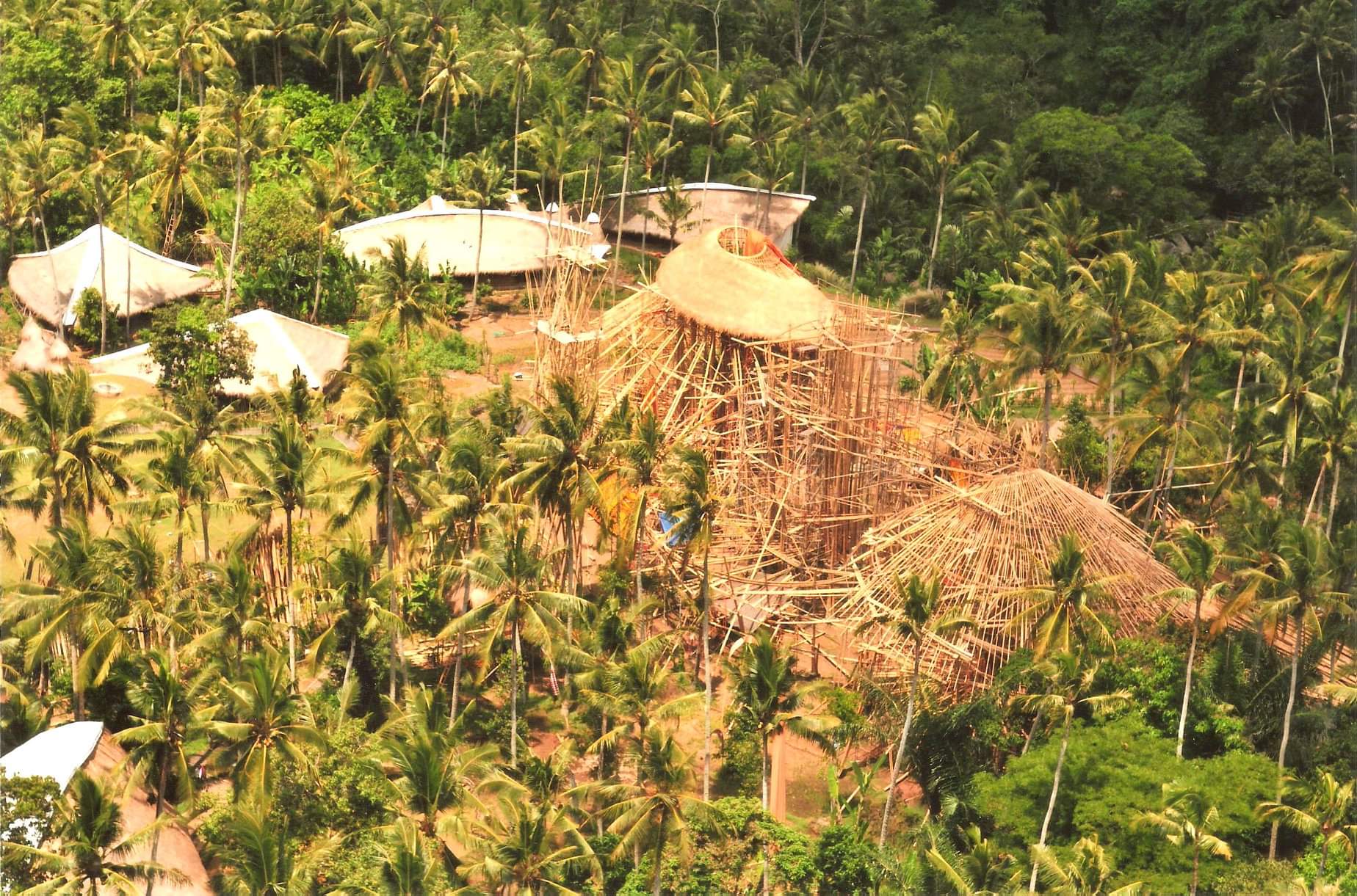 The whole structure was constructed entirely from bamboo within six months.