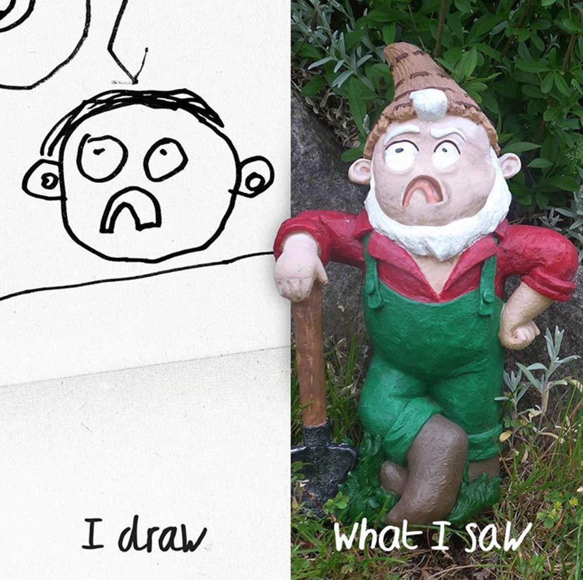 I knew when I drew it, this face looked quite weird
I forgot that my gnome has got a white beard