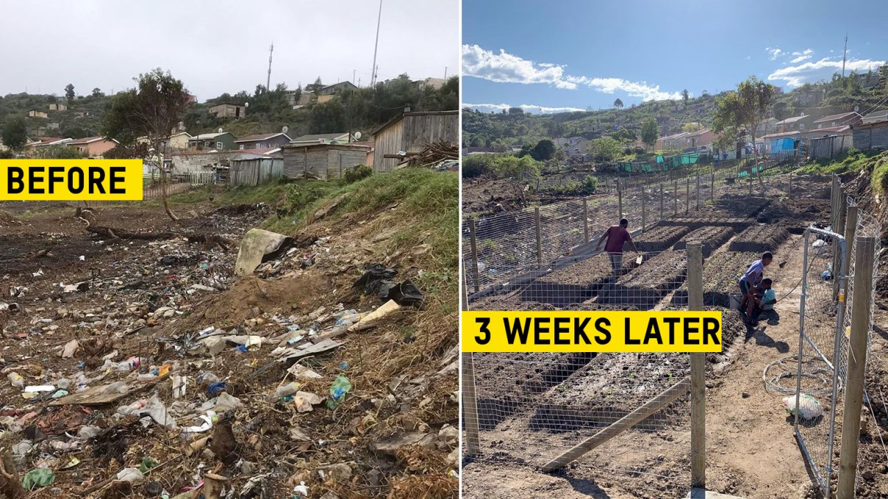 South African garbage dump transformed into sustainable community food garden in just 3 weeks
