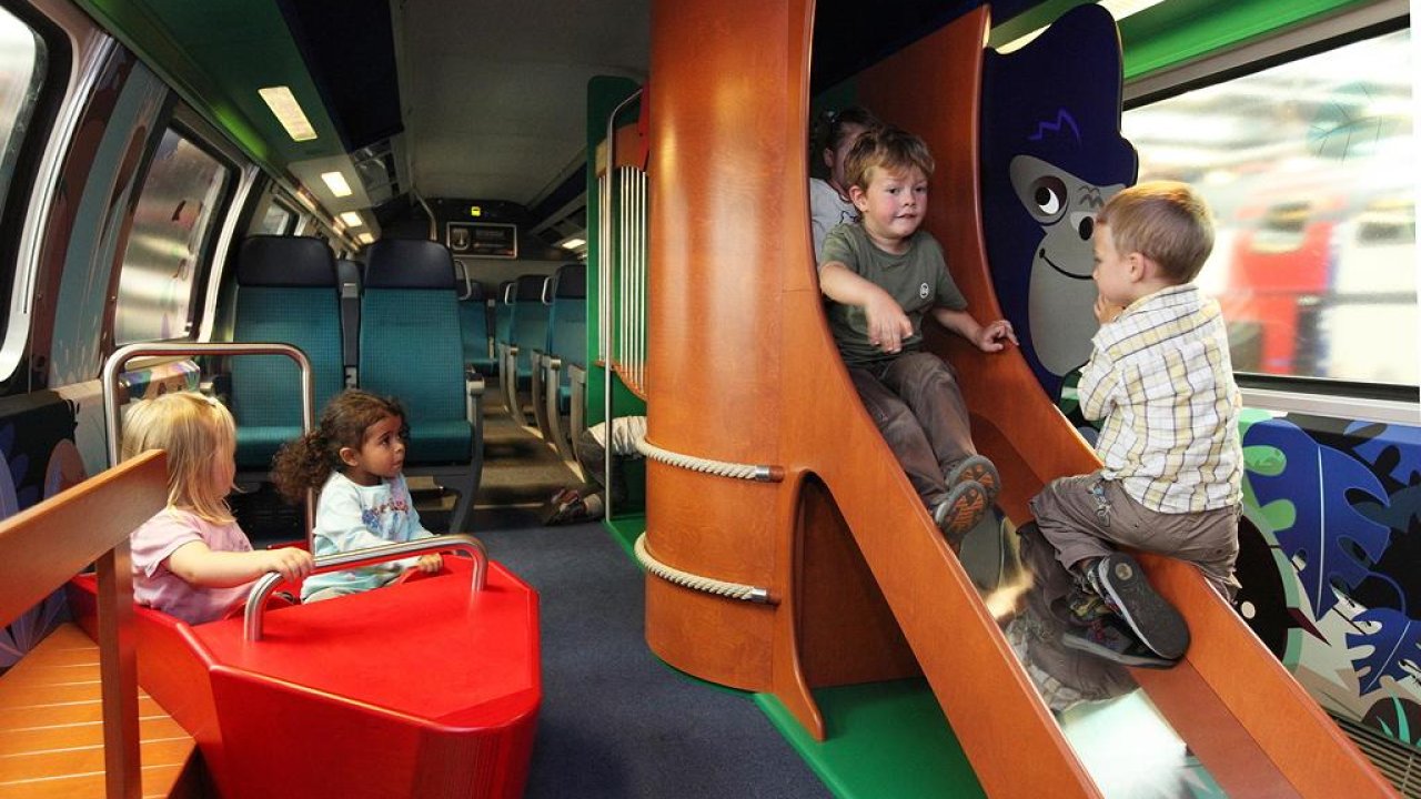 All aboard for fun! Long-distance Swiss trains are now mobile playgrounds for kids