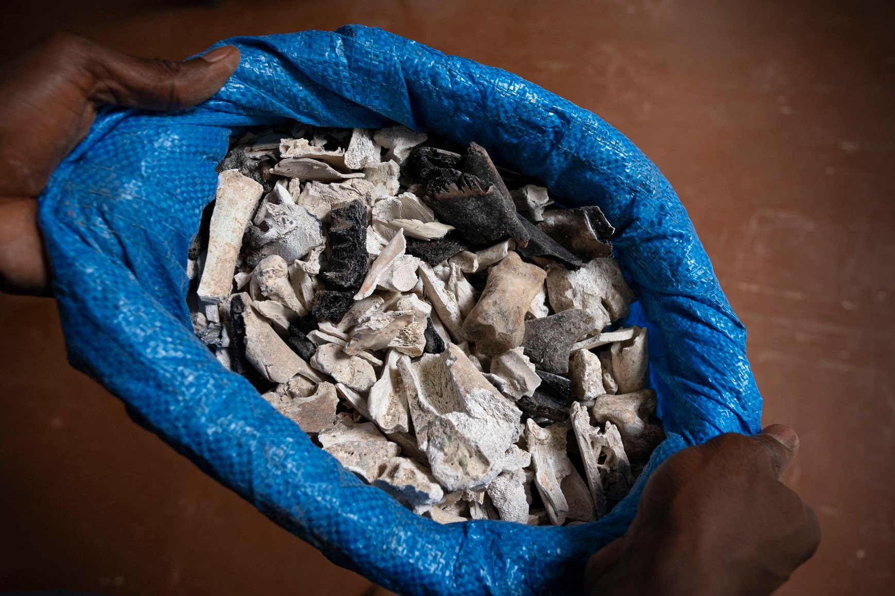 Cattle bones, cassava peels and other waste, which he buys from farmers across the country, are cleaned, fired in a vacuum-sealed furnace, soaked in an acidic solution, washed in distilled water, and then crushed into activated carbon.