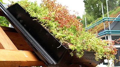 Due to size and weight, the Green roof tile is designed in such a way that a roof with roof tiles is completely comparable.