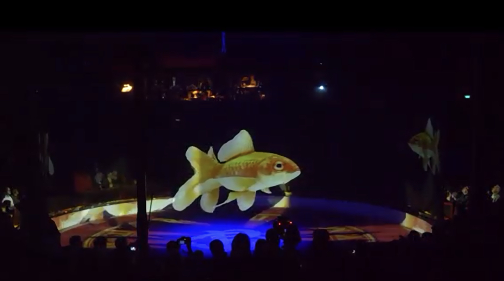 At one point a gigantic goldfish appears and swims around as if in a bowl.