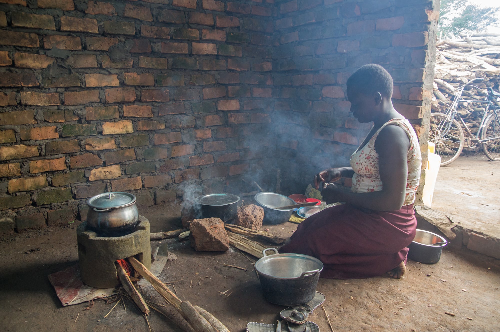 Traditional cooking practices also produce 2–5% of annual greenhouse gas emissions worldwide. They stem from two sources. First, unsustainable harvesting of fuel drives deforestation and forest degradation. Second, burning fuels during the cooking process emits carbon dioxide, methane, and pollutants from incomplete combustion that include carbon monoxide and black carbon.