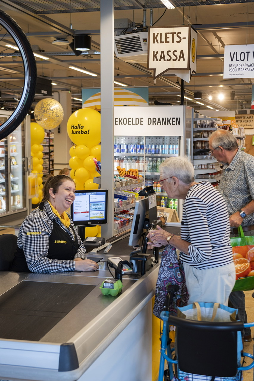 People who would like to have a little chat, can take this special checkout where things may take a bit more time, as the cashier makes time for some chit chat.