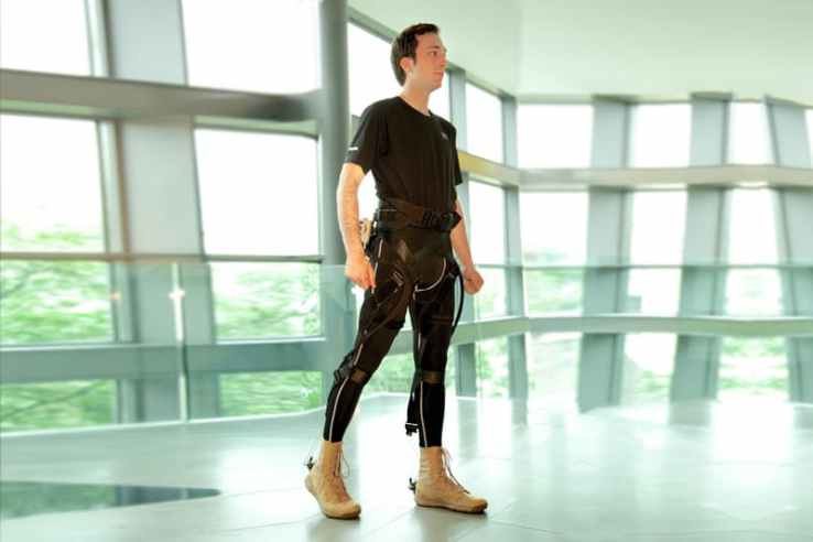 Rewalk’s soft exoskeleton prototype looks more like something a rock climber might wear than Transformer parts.