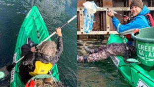 Ofrecen tours gratis en kayak en Europa con la condición de ir recogiendo basura del agua