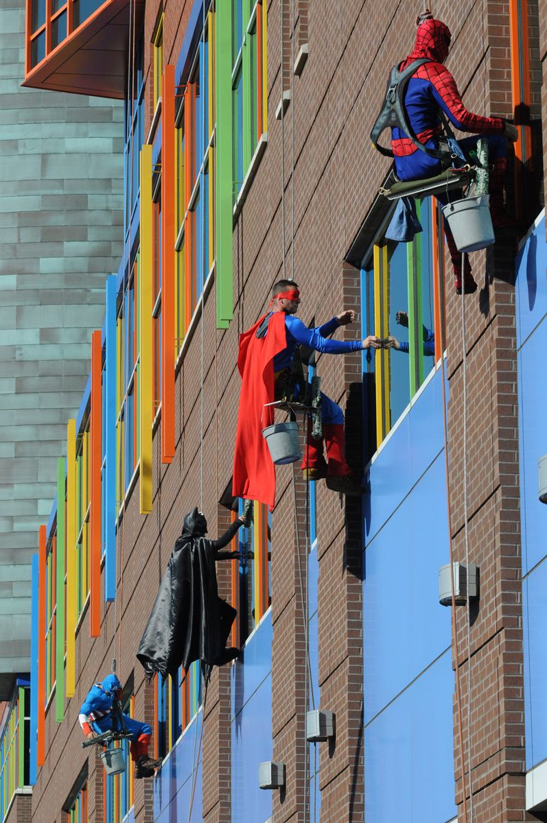 Superman, Batman, Spiderman and Captain America at UPMC Children’s Hospital of Pittsburgh.