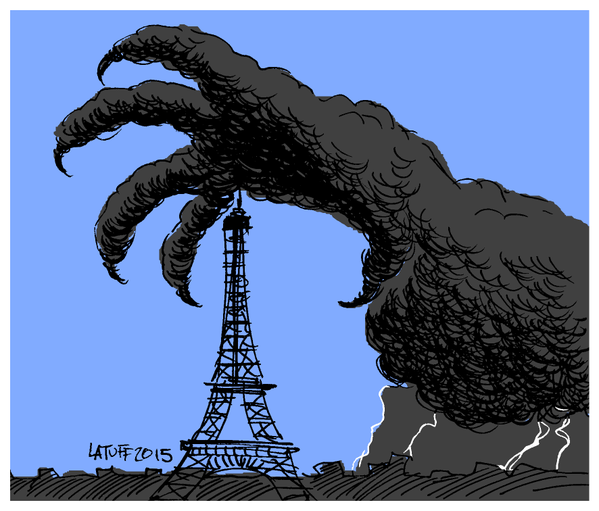 'Le Dessin Du Jour: L'obscurité Tombe Sur Paris' - by Carlos Latuff