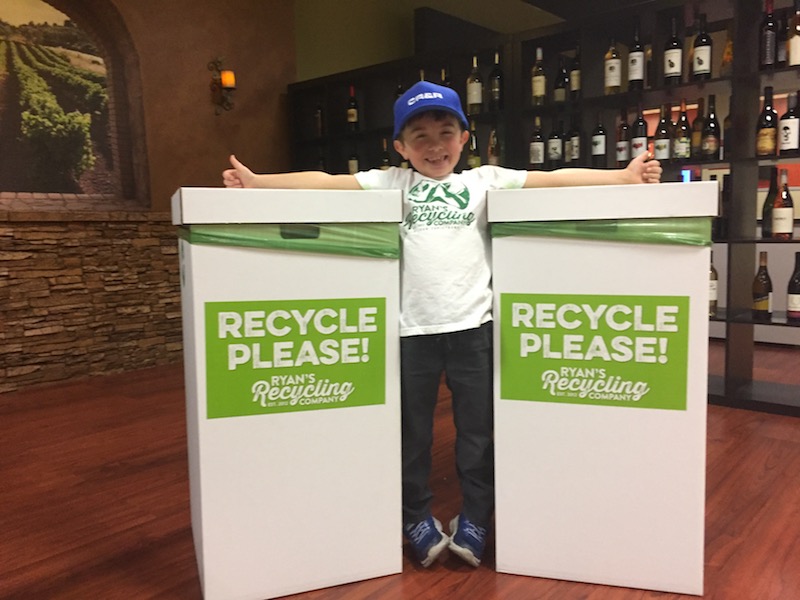 People ask all the time what kind of items that Ryan recycles. Ryan collects plastic and glass beverage bottles as well as aluminum cans. Ryan and his parents take them in by the truckload every few weeks to the local redemption center where they are unloaded, sorted and weighed.