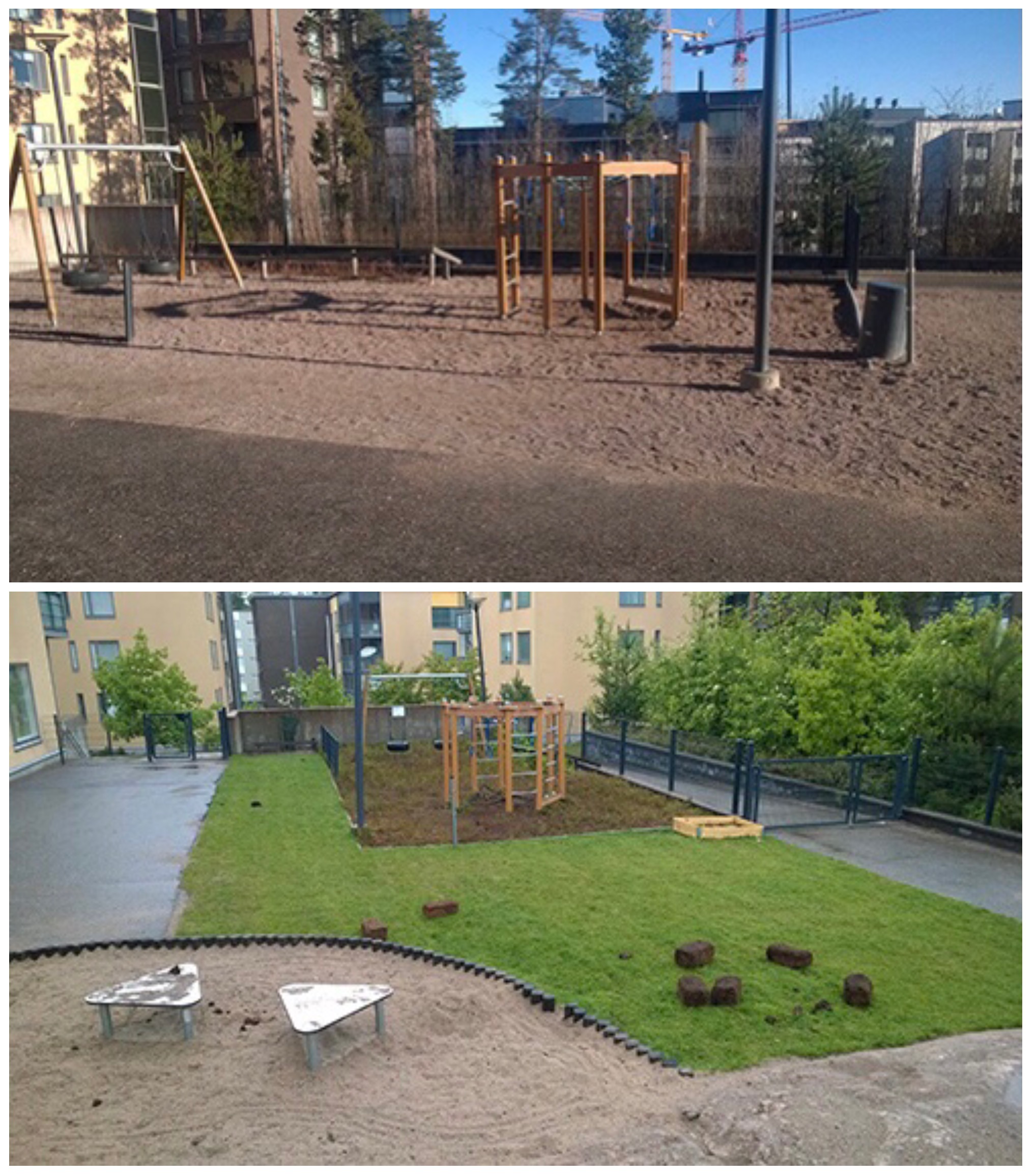 During the study, forest undergrowth, lawn turf and planter boxes, in which children planted and tended crops, were added to paved, tiled and gravel-coated yard areas at daycare centres.