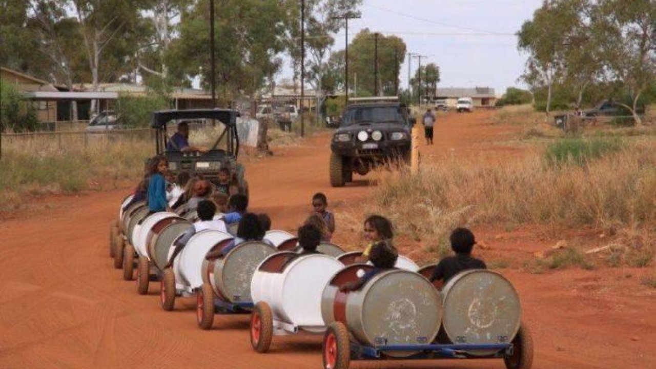 Novelty barrel train helps keep remote school attendance rates on track in Outback