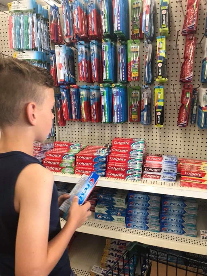 In the warmer months, Sandro and his brother, Crescenzo, create care packages with personal hygiene items.