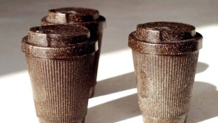 This cool reusable coffee cup is made from old coffee grounds